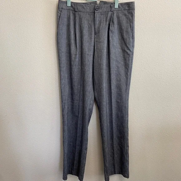Sigrid Olsen Women's Linen Blend Navy Pants Pleated Front Career Casual Size‎ 8 - Picture 2 of 8